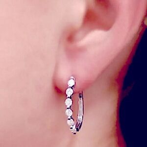 The Edie 925 Silver Hoop Earrings w White Sapphire